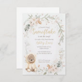 冬の水彩くまベイビーシャワー 招待状 (正面/裏面)