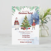 冬の水彩クリスマスツリーパーティの招待状 招待状 (スタンド正面)