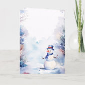 冬の水彩クリスマス雪だるま カード (裏面)