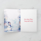 冬の水彩クリスマス雪だるま カード (内部)