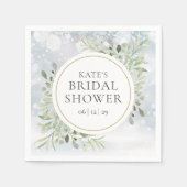 冬の水彩グリーンブライダルシャワー スタンダードカクテルナプキン (正面)