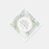 冬の水彩グリーンブライダルシャワー スタンダードカクテルナプキン (角)