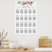 冬の水彩フローラ結婚のシーティングバイテーブル ポスター (キッチン)