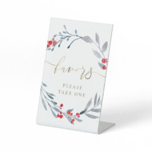 冬の水彩リースペデスタル標識