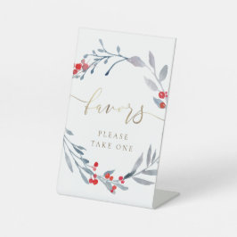 冬の水彩リースペデスタル標識 台座サイン