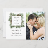 冬の水彩松の木 ウェディング・セーブ・ザ・デート セーブザデート (正面)