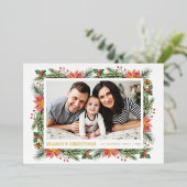 冬の水彩植物学期のご挨拶 箔シーズンカード (立ち正面)