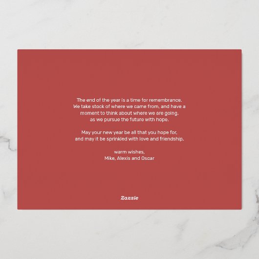 冬の水彩植物学期のご挨拶 箔シーズンカード (裏面)