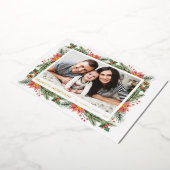 冬の水彩植物学期のご挨拶 箔シーズンカード (回転した状態)