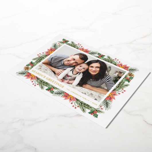 冬の水彩植物学期のご挨拶 箔シーズンカード (回転した状態)