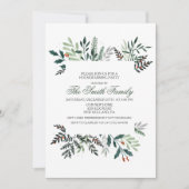 冬の水彩画の花輪　新築祝い招待状 招待状 (正面)