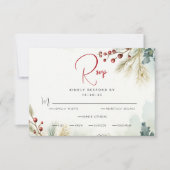 冬の水彩緑 出欠カード (正面)