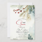 冬の水彩緑 招待状 (正面)