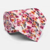 冬の水彩色フローラグレーとマゼンタ ネクタイ (ロール)