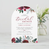 冬の水彩花のエレガントなブライダルシャワー 招待状 (スタンド正面)