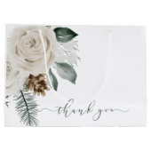 冬の水彩花柄感謝のギフトバッグ ラージペーパーバッグ (裏面)