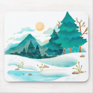 冬の水彩風景 マウスパッド