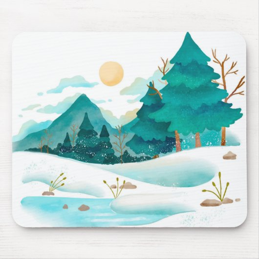 冬の水彩風景 マウスパッド (正面)