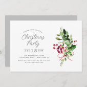 冬の水色の紅葉クリスマス 招待状 (正面/裏面)