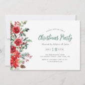 冬の水色の紅葉クリスマス 招待状 (正面)