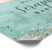 冬の水色の赤いキツネ赤いシャワーのポスター ポスター (角)