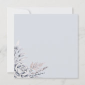 冬の水色パインコーンフローラリース結婚ズ 招待状 (裏面)