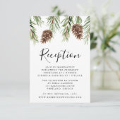 冬の水色ピネコーンウェディングレセプション エンクロージャーカード (スタンド正面)