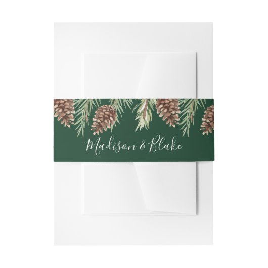 冬の水色ピネコ結婚ン 招待状ベリーバンド (正面例)