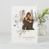 冬の水色フローラクリスマスフォト シーズンカード (スタンド正面)