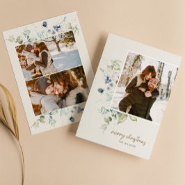 冬の水色フローラクリスマスフォト シーズンカード