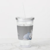 冬の水色フローラモノグラムパーソナライズされた アクリルタンブラー (左)