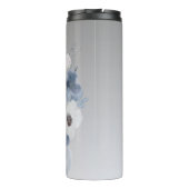 冬の水色フローラモノグラムパーソナライズされた タンブラー (裏面)