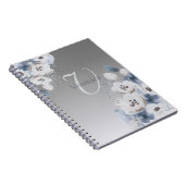 冬の水色フローラモノグラムパーソナライズされた ノートブック (右側)