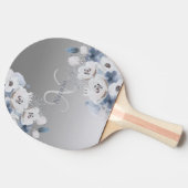 冬の水色フローラモノグラムパーソナライズされた 卓球ラケット (横)