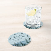 冬の水色50誕生日ありがとう ラウンドペーパーコースター (インサイチュ)