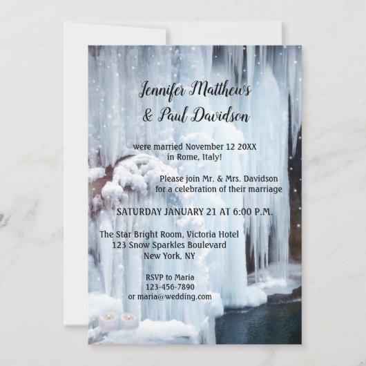 冬の氷が結婚披露宴のみ 招待状 (正面)