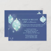 冬の氷った青い球のクリスマス・パーティ 招待状 (正面/裏面)