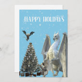 冬の氷のドラゴン　クリスマス　ハッピーホリデー シーズンカード (正面/裏面)