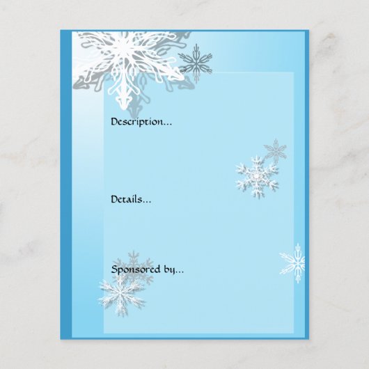 冬の氷の雪片スモールイベントフライヤー チラシ (裏面)