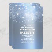 冬の氷の青い銀のきらきらした大晦日 招待状 (正面/裏面)