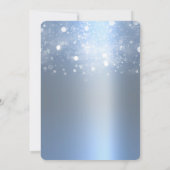 冬の氷の青い銀のきらきら光るエンゲージメント 招待状 (裏面)