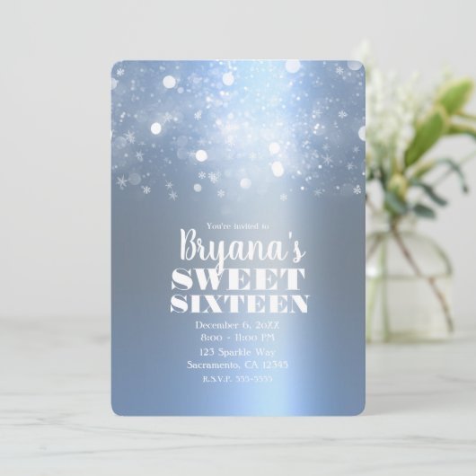 冬の氷の青の銀のラきらめくイト甘い16 招待状 (スタンド正面)