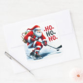 冬の氷遊の上でサンタクロースホッケー スクエアシール (封筒)