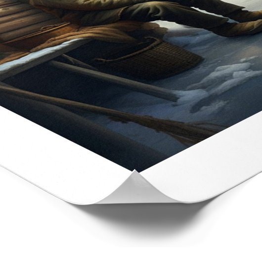 冬の氷魚釣り ポスター (角)