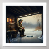 冬の氷魚釣り ポスター (正面)