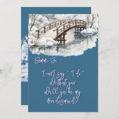 冬の池ストリーム木造の橋は私の花嫁になる 招待状 (正面/裏面)