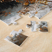 冬の油絵にかわいいビーバー ジグソーパズル (側面)