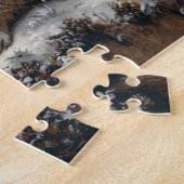 冬の油絵のかわいいタヌキ ジグソーパズル (側面)