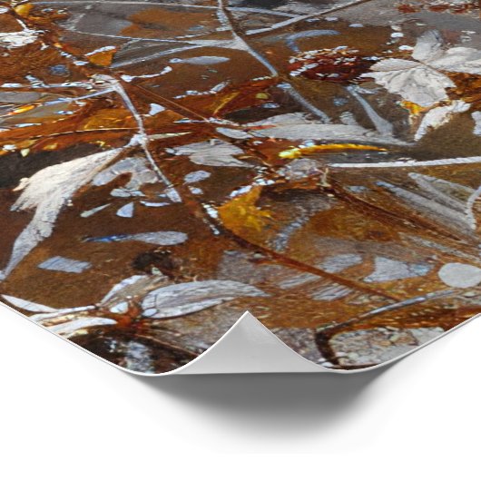 冬の油絵のかわいいタヌキ ポスター (角)