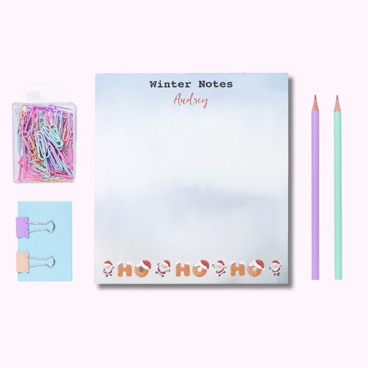 冬の注意事項 |名前 | Santa's Ho Ho Notepad ノートパッド